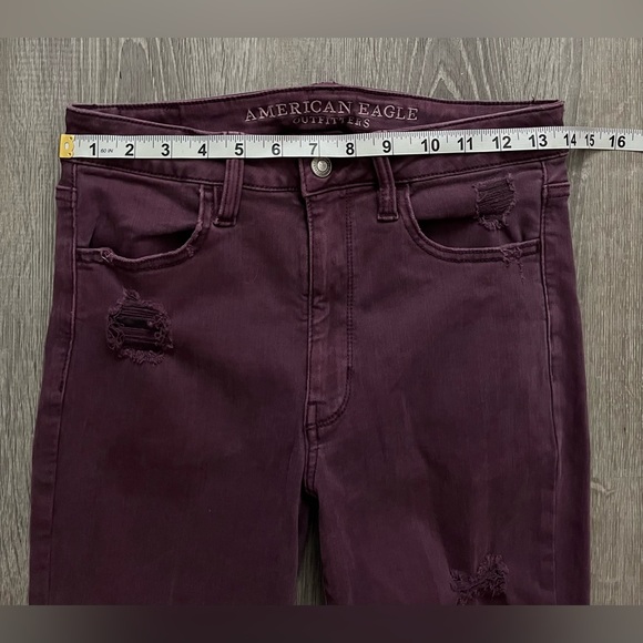 American Eagle Super Hi-Rise Jeggings Distressed Purple Women’s 6 X-Long Stretch - Picture 7 of 11